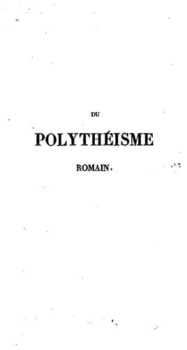 Cover for Du polythéisme romain