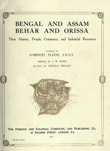 Cover for Bengal and Assam, Behar and Orissa
