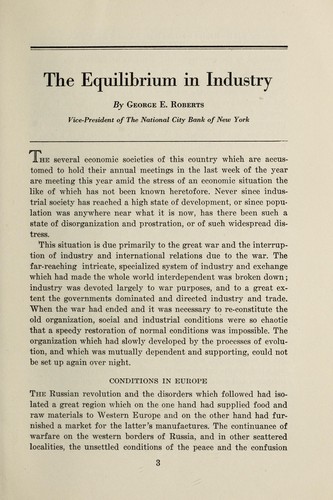 Cover for The equilibrium in industry