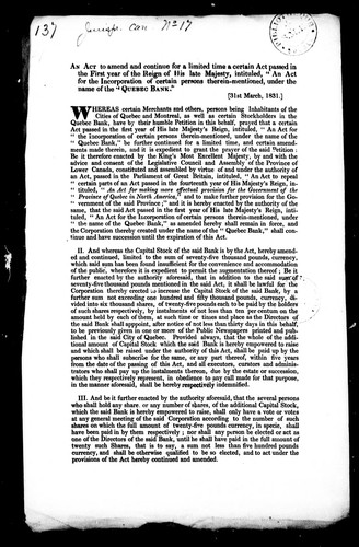 Cover for An Act to amend and continue for a limited time a certain act passed in the first year of the reign of His Late Majesty