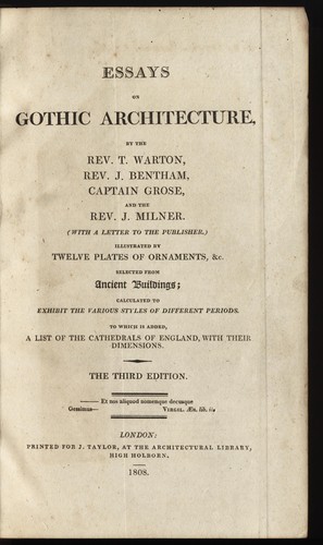 Cover for Essays on Gothic architecture