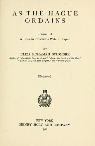 Cover for As the Hague ordains