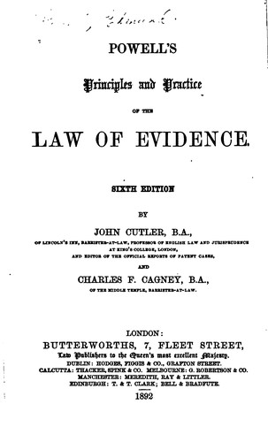 Cover for Principles and Practice of the Law of Evidence