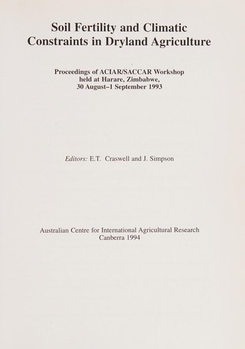 Cover for Soil Fertility and Climatic Constraints in Dryland Agriculture (ACIAR Proceedings / Monographs)