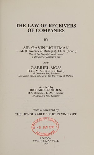Cover for The Law of Receivers of Companies