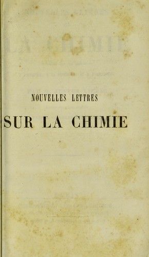 Cover for Nouvelles lettres sur la chimie