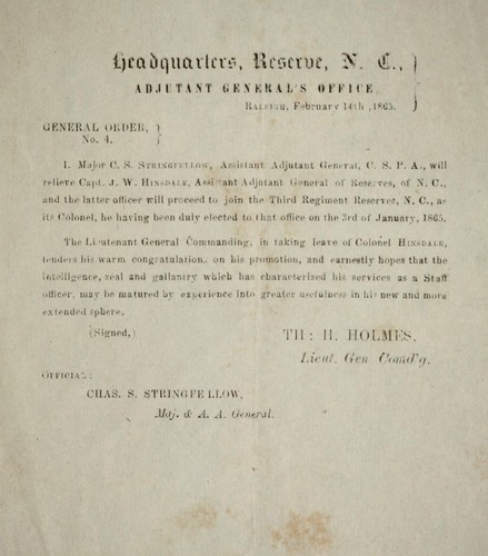 Cover for General order, no. 4