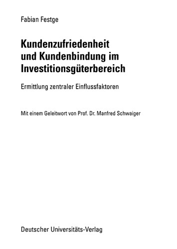 Cover for Kundenzufriedenheit und Kundenbindung im Investitionsgu terbereich