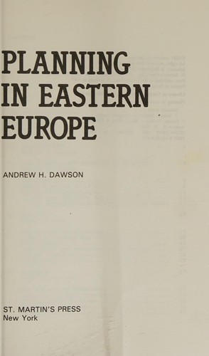 Cover for Planning in eastern Europe