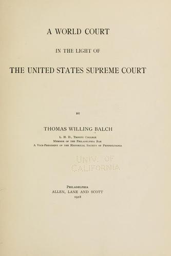 Cover for world court in the light of the United States Supreme Court