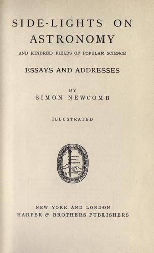 Cover for Side-lights on astronomy and kindred fields of popular science