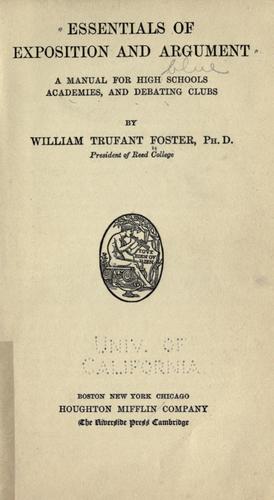 Cover for Essentials of exposition and argument