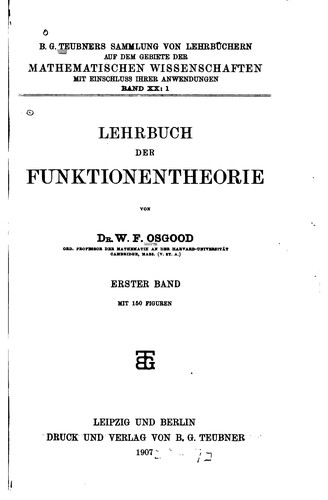Cover for Lehrbuch der Funktionentheorie