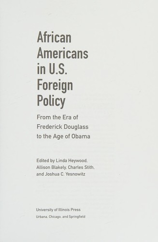 Cover for African Americans in U.S. foreign policy