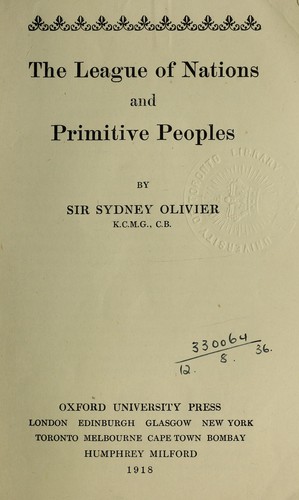 Cover for The league of nations and primitive peoples