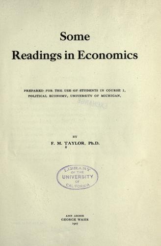 Cover for Some readings in economics