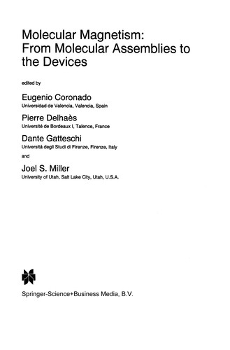 Cover for Molecular Magnetism: From Molecular Assemblies to the Devices