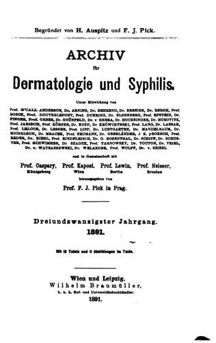 Cover for Archiv für Dermatologie und Syphilis