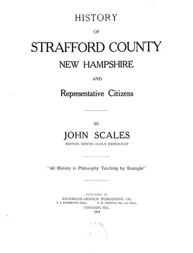 Cover for History of Strafford County, New Hampshire and representative citizens
