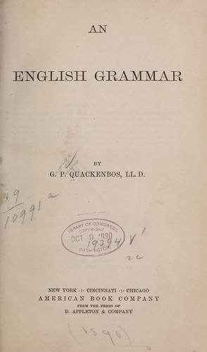 Cover for An English grammar
