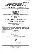 Cover for Administrative oversight of financial control failures at the Department of Defense