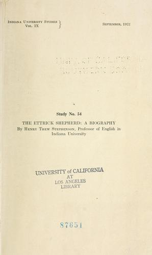 Cover for The Ettrick shepherd