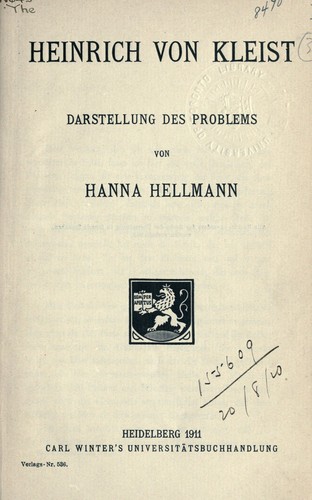 Cover for Heinrich von Kleist