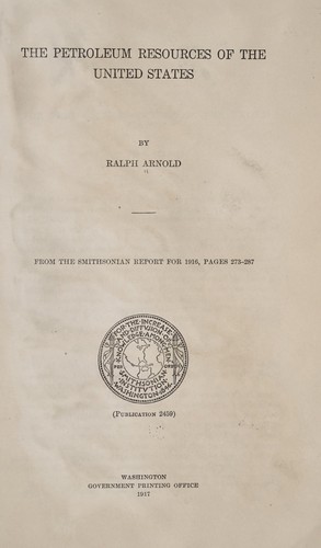 Cover for The petroleum resources of the United States