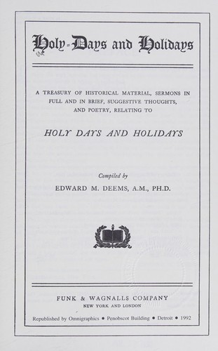 Cover for Holy-days and holidays