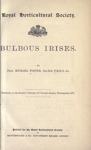 Cover for Bulbous irises