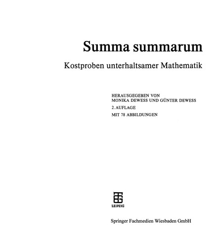Cover for Summa summarum