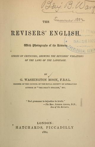 Cover for The Revisers' English.
