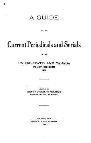 Cover for A guide to the current periodicals and serials of the United States and Canada.