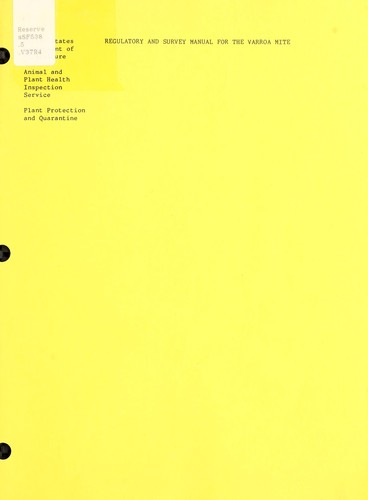 Cover for Regulatory and survey manual for the varroa mite