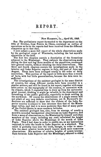 Cover for Letter of the Secretary of the Treasury, communicating a report of a geological reconnoissance of the Chippewa Land District of Wisconsin, and the northern part of Iowa