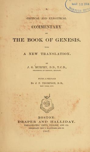 Cover for A critical and exegetical commentary on the book of Genesis, with a new translation