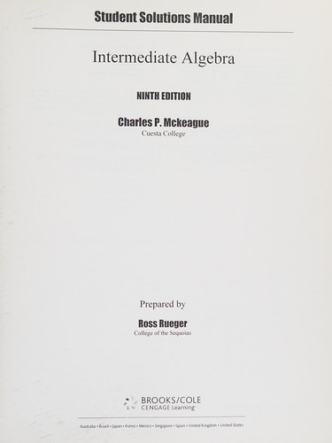 Cover for Intermediate algebra