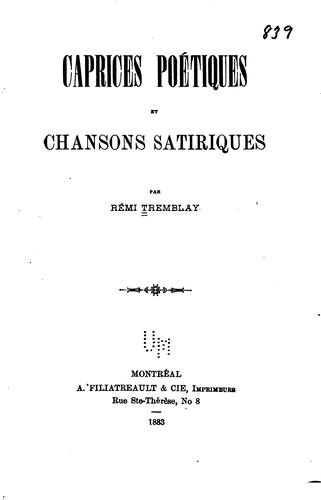 Cover for Caprices poétiques et chansons satiriques