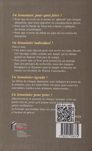Cover for Le semainier chrétien