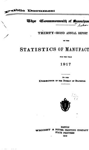 Cover for Annual Report on the Statistics of Manufactures ...