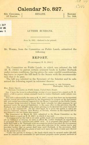Cover for Luther Burbank ...