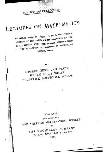 Cover for THE BOSTON COLLOQUIUM LECTURES ON MATHEMATICS