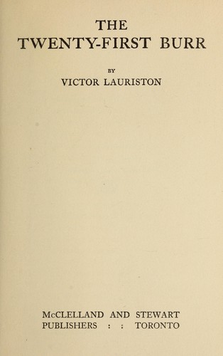 Cover for The twenty-first burr