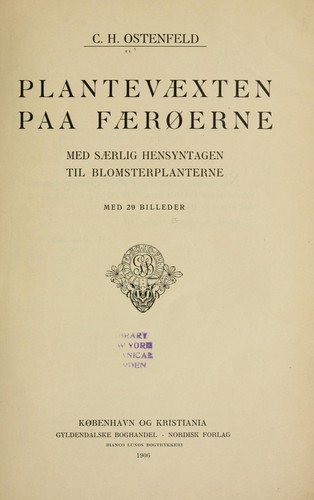Cover for Plantevæxten paa Færøerne
