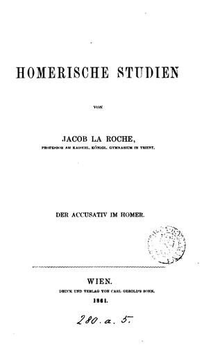 Cover for Homerische Studien. Der Accusativ im Homer
