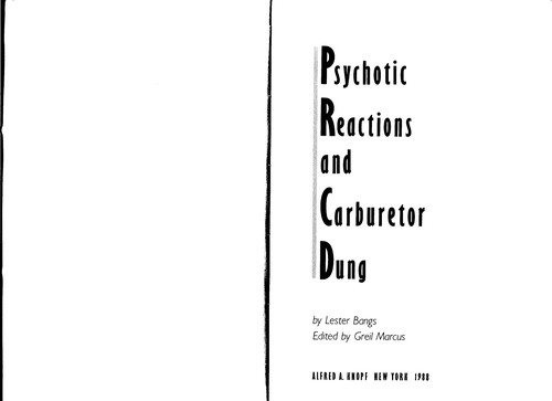 Cover for Psychotic reactions and carburetor dung