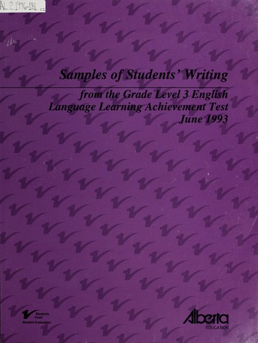 Cover for Samples of students' writing from the grade level 3 English language learning achievement test, June 1993