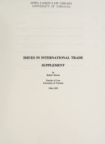 Cover for Issues in international trade