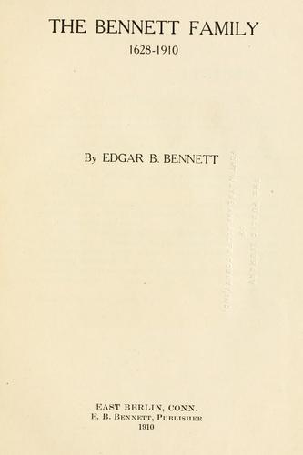 Cover for The Bennett family