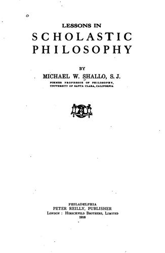 Cover for Lessons in Scholastic Philosophy